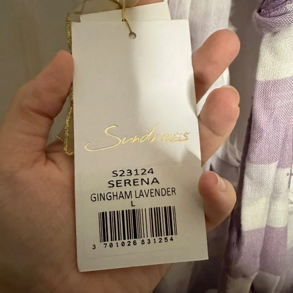Sundress Serena One Shoulder Dress Gingham Lavender Hi-Low Purple Size Large New — image 7 of 8